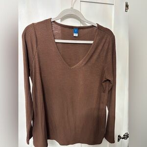 Old Navy Brown Long Sleeve V-Neck Top